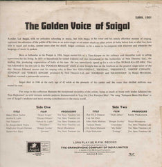 Memories Of Greatness The Golden Voice Of K.L. Saigal Bollywood Vinyl LP