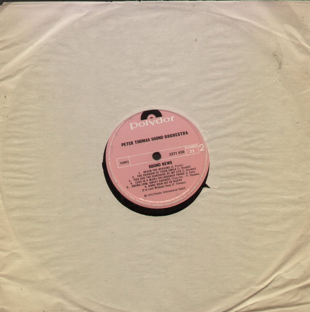 Peter Thomas Sound Orchestra Sound News - English Bollywood Vinyl LP - No Sleeve