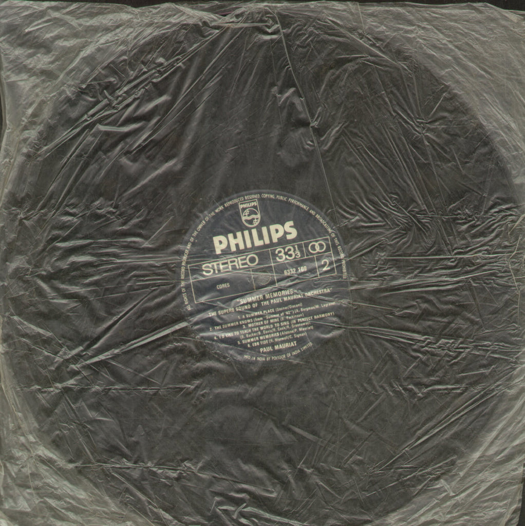 Summer Memories The Super Sounds Of The Paul Mauriat Orchestra - English Bollywood Vinyl LP - No Sleeve