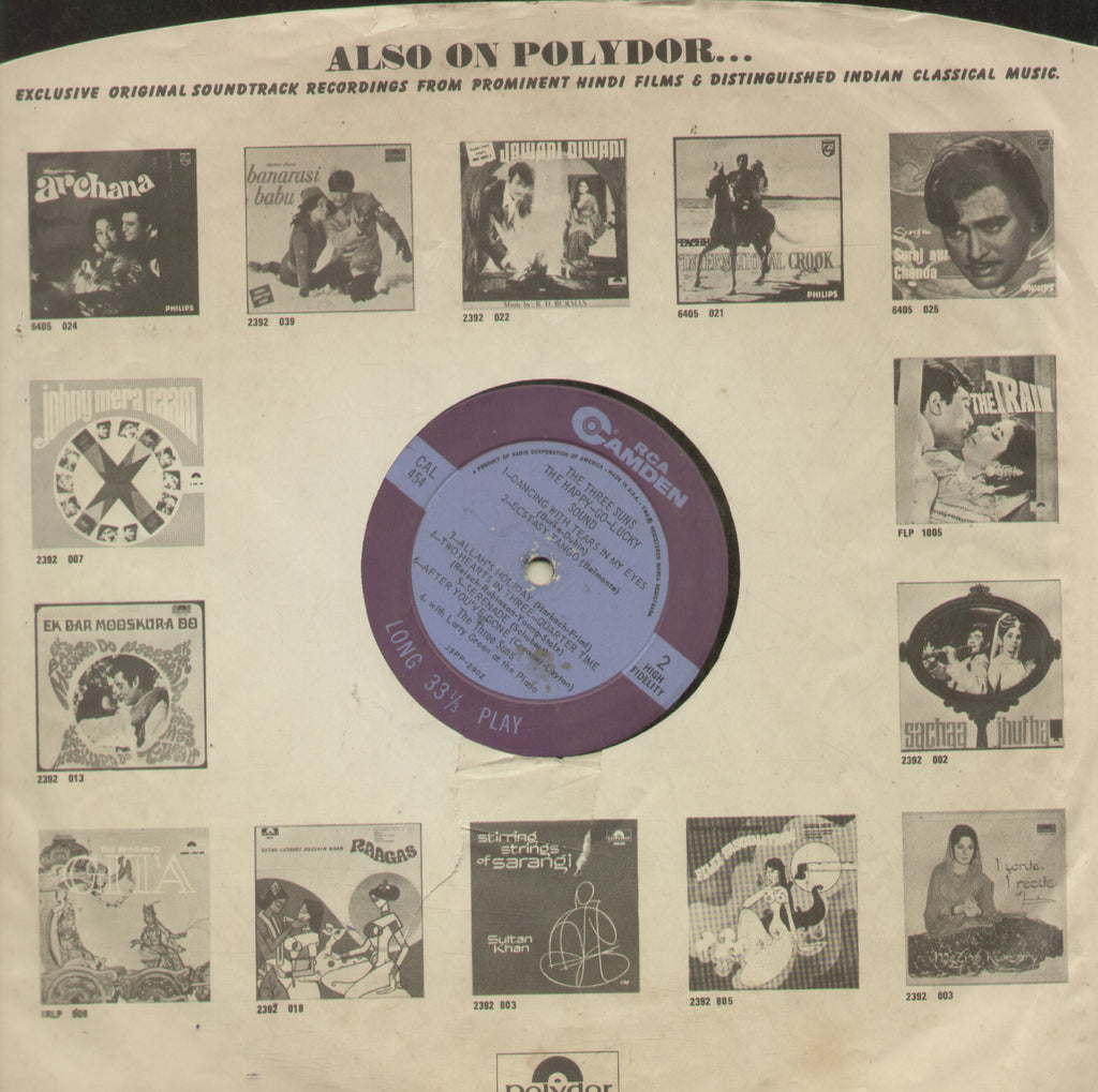 The Three Suns The Happy-Go-Lucky Sound - English Bollywood Vinyl LP - No Sleeve