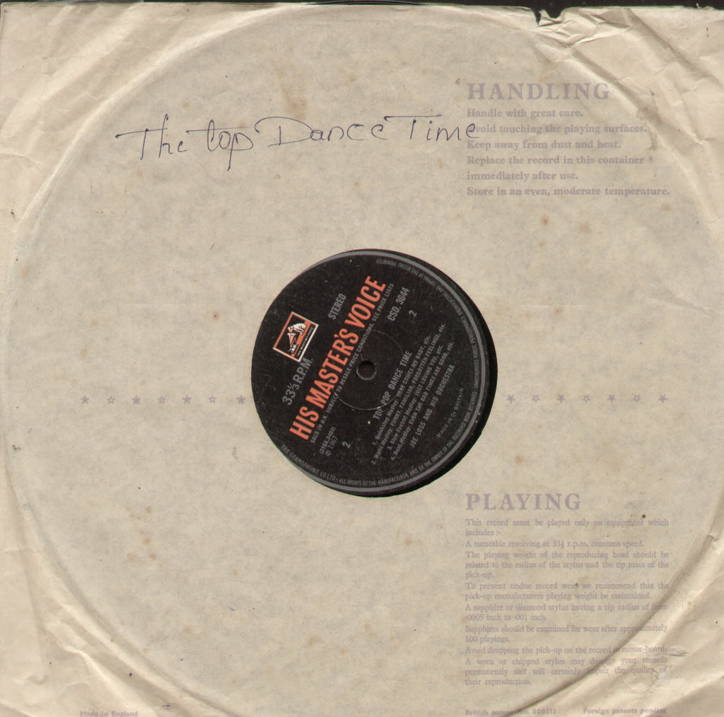 The Top Dance Time - English Bollywood Vinyl LP - No Sleeve