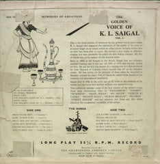 Memories of Greatness The Golden Voice of K L Saigal Vol. 3 - Compilations Bollywood Vinyl LP