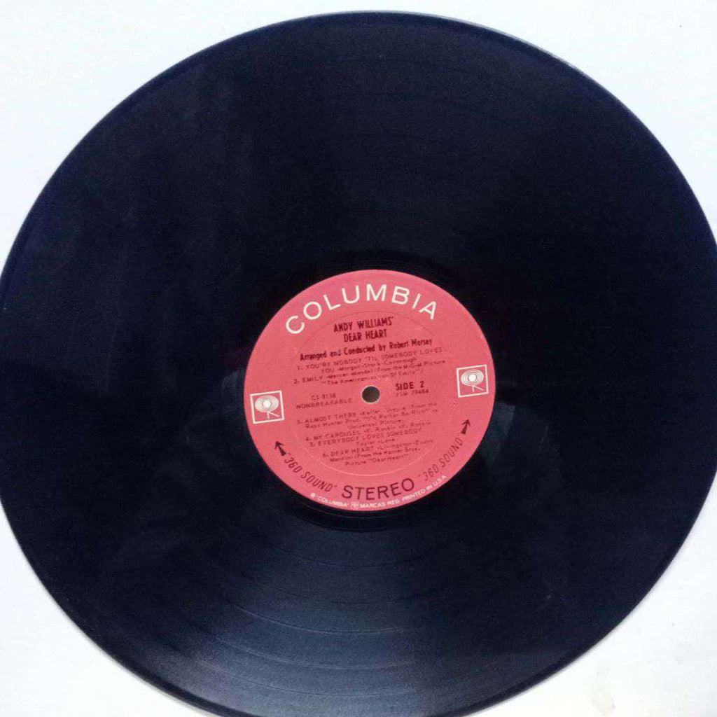 ANDY WILLIAMS DEAR HEART - ENGLISH VINYL LP