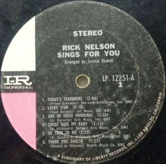RICK NELSON SINGS FOR YOU - ENGLISH VINYL LP