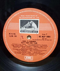 SONGS TO REMEMBER DUETS FROM HINDI FILMS - Hindi vinyl LP
