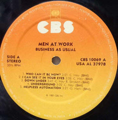 MEN AT WORK BUSINESS AS USUAL - ENGLISH VINYL LP