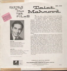Talat Mahmood - Ghazals Indian Vinyl LP