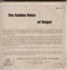 Memories Of Greatness The Golden Voice Of K.L. Saigal Bollywood Vinyl LP