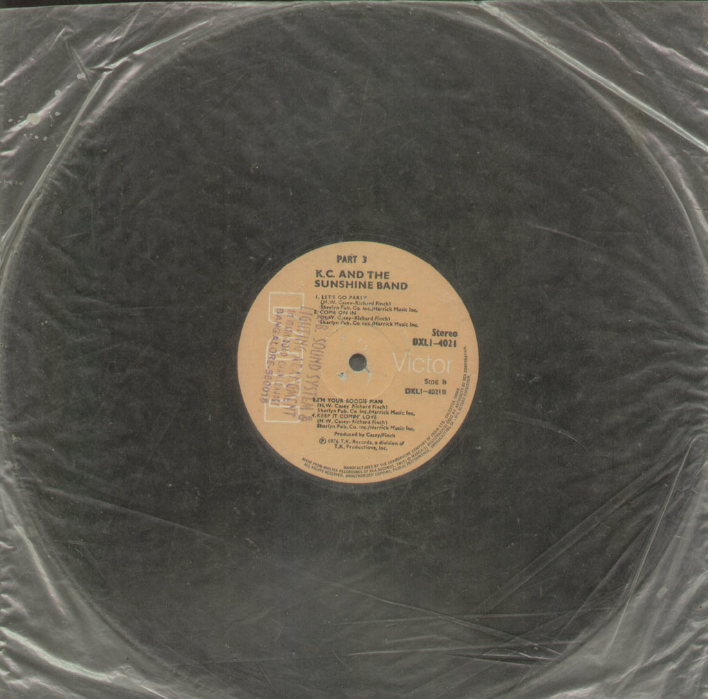 K.C. and The Sunshine Band - English Bollywood Vinyl LP - No Sleeve