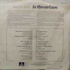 "GEETA DUTT IN MEMORIAM" English vinyl LP